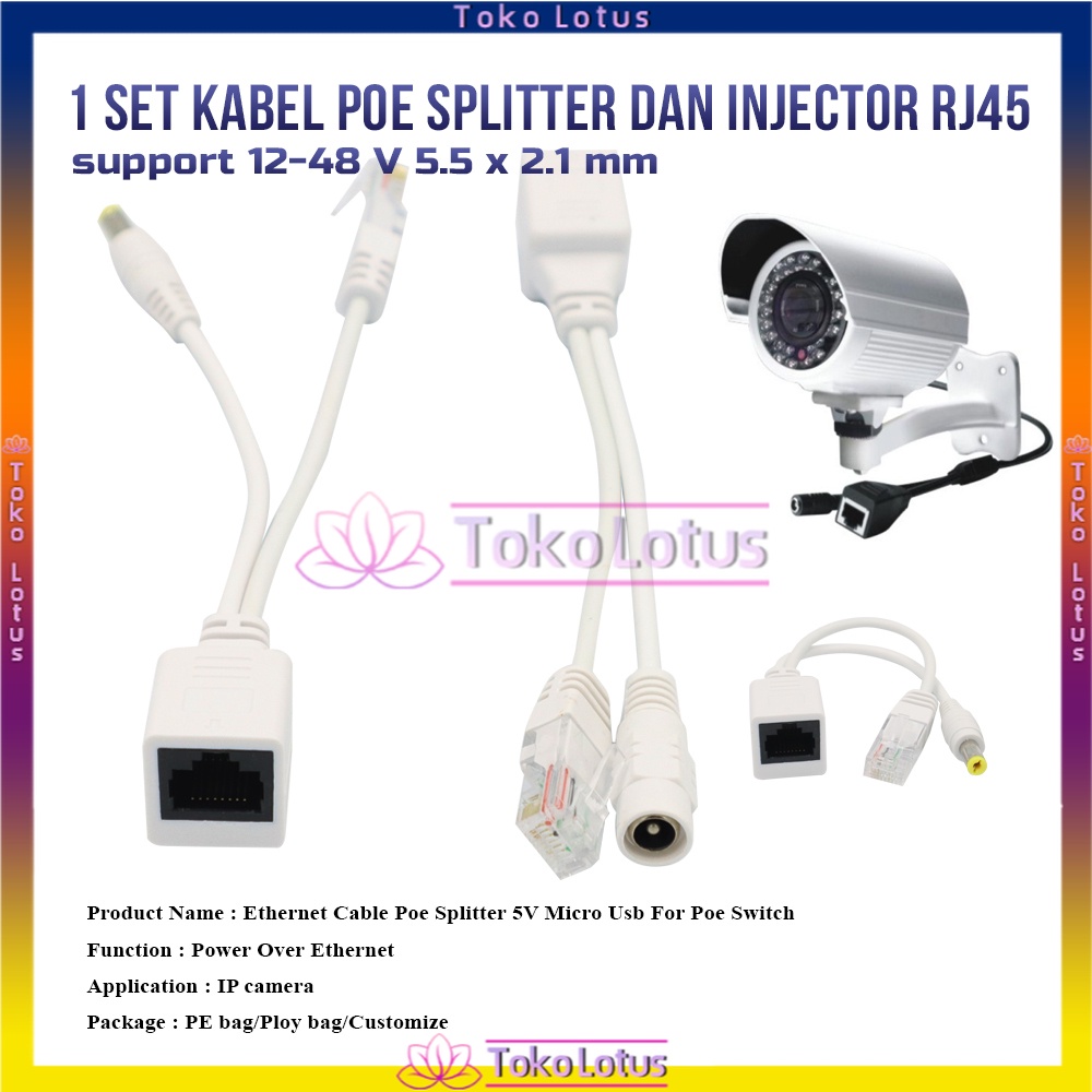 TERBARU!!! POE Splitter (SET) / KABEL POE SET White Kabel POE Injector &amp; [Bisa Bayar Ditempat]