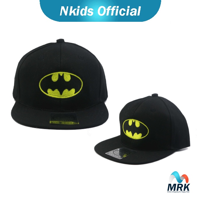 Topi Anak Laki-laki Katun Rapel Tebal Bordir dengan Dus Box-BTMAN HITAM