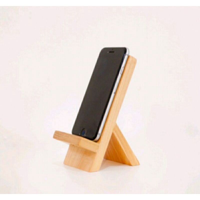 promo stand holder dudukan standing hp kayu murah berkualitas