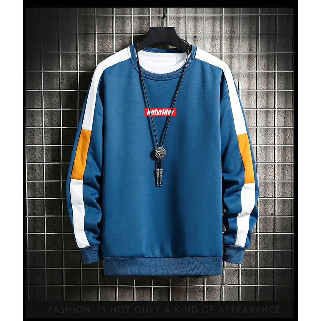 HLRD BLOCK CREWNECK PLAT TANGAN 3D LOGO BORDIR // SWEATER BASIC KOMBINASI