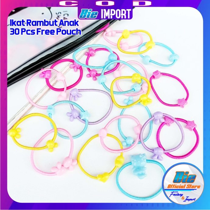 30 Pcs Ikat Rambut Anak Karakter Free Pouch Premium Impor Best Seller