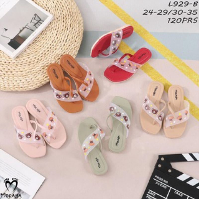 sandal mokaya,sandal anak perempuan,sandal lucu sandal slop karet,sandal imut sandal anti air,sandal