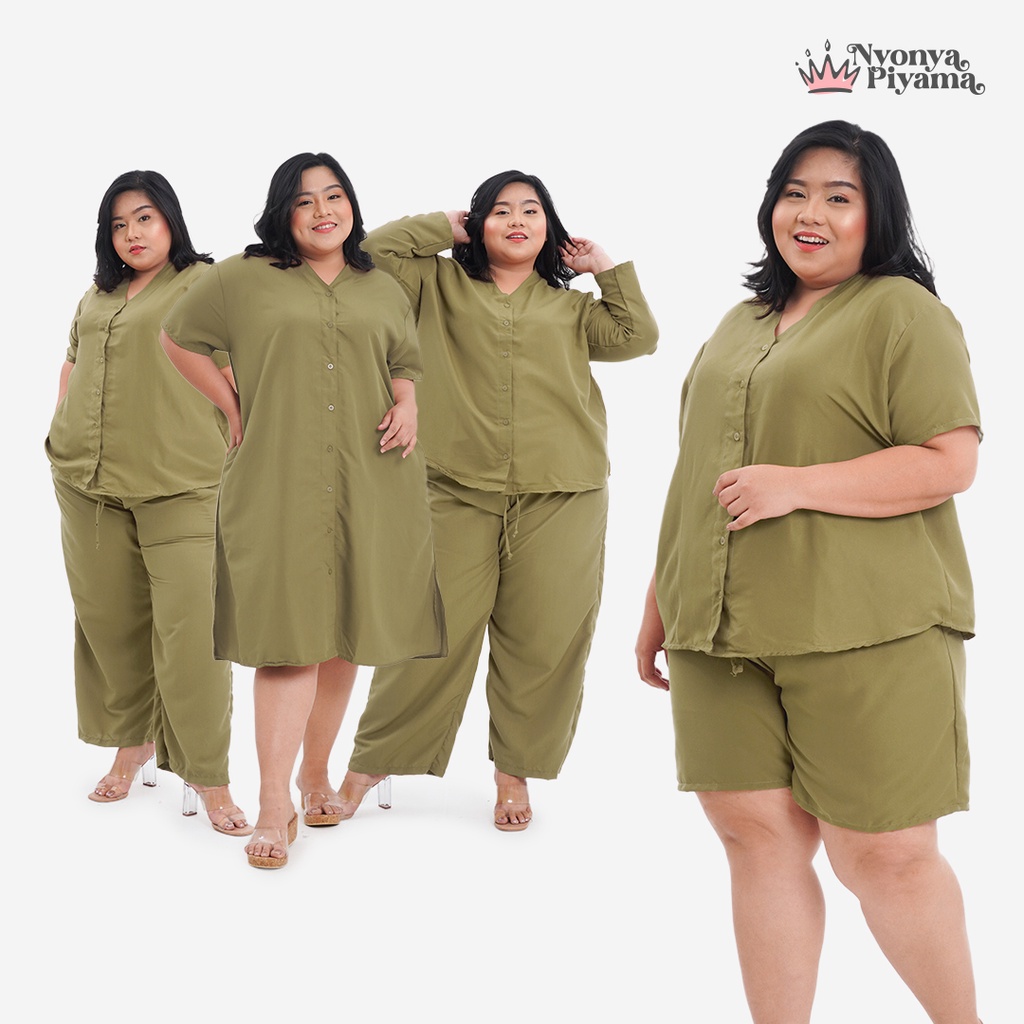 Nyonya Piyama Poly Bamboo Set Piyama Jumbo (Biscotti Polos Oversized Cozy)