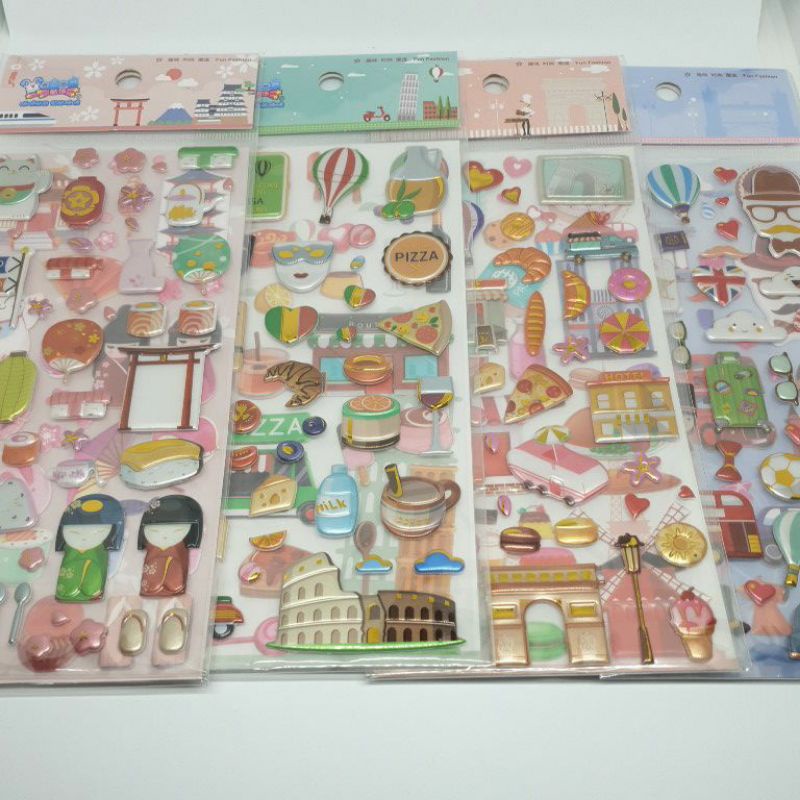 

Sticker 3 Dimensi tema Italy, Japan, London, Paris