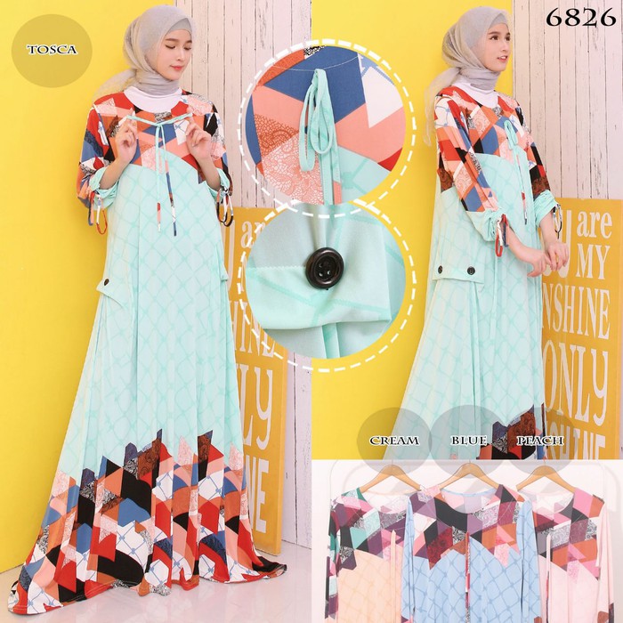 Baju Gamis Wanita Gamis Jumbo Gamis BCL Gamis Jersey 6826 - TOSCA