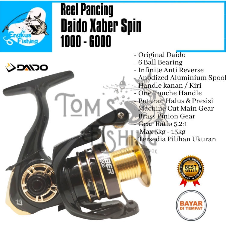 Reel Pancing Daido Xaber Spin 1000 - 6000 (6 Bearing) Alumunium Murah Berkualitas - Engkus Fishing