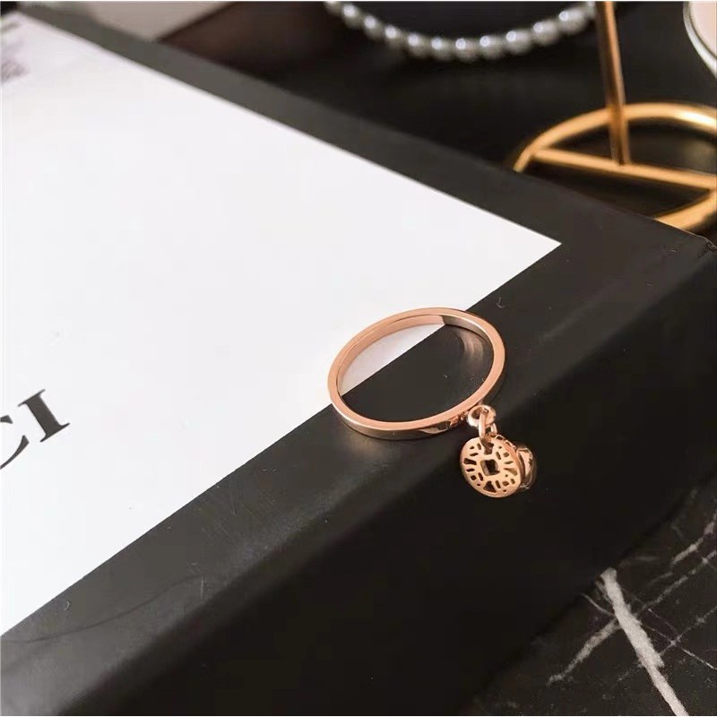 Berlapis 18 K Rose Gold Cincin Perempuan Beruntung Bell Tembaga Koin Cincin/Cincin Cincin/Cincin Bersama/Cincin Ekor