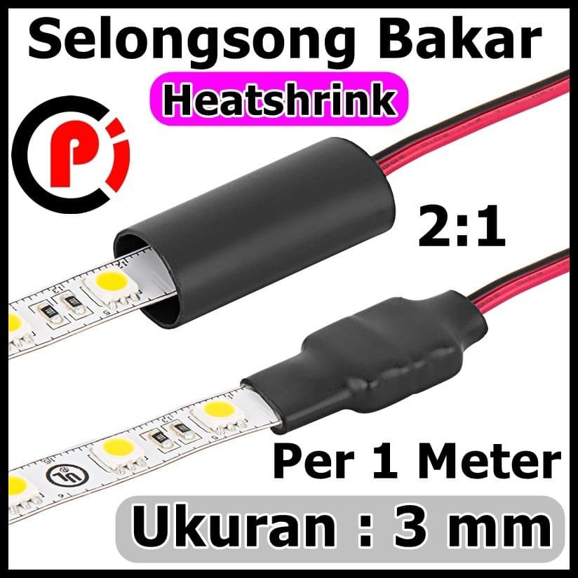 Heatshrink Selang Bakar 3mm 1Meter 1M Selongsong ciut Pembalut Kabel