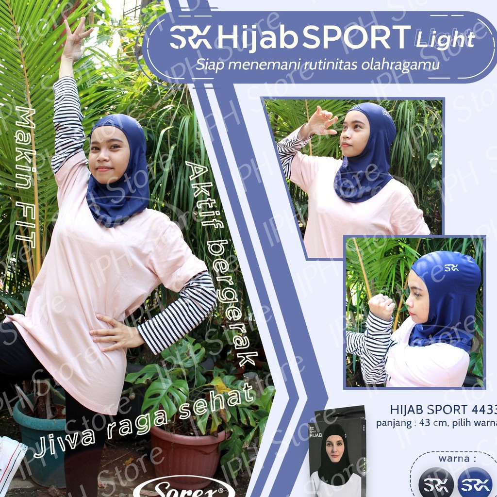 Hijab Sport Sorex 4433 (Panjang 43cm, Seamless)