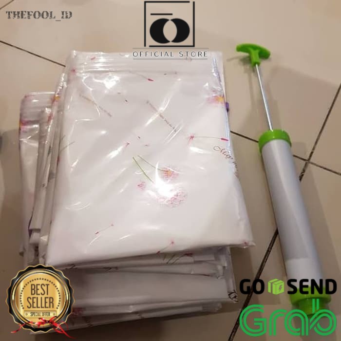 BAROKAH GAMIS Gratis pompa Vakum Plastik 9 in 1 baju Storage Bag Jumbo Isi 8 PCS