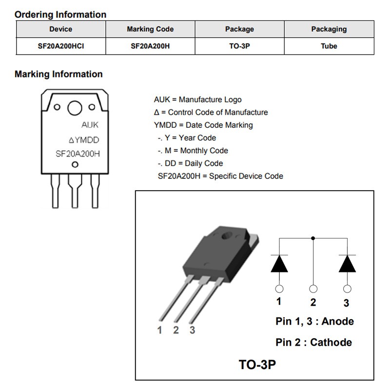 DIODA TO-3P MOSFET SF20A200H DIODE SF 20A200H DIODA SF20A200H TRIODE MESIN LAS