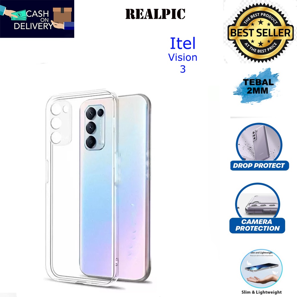 Case Itel Vision 3 Casing Clear HD KETEBALAN 2MM BENING TRANSPARAN TPU Premium Softcase