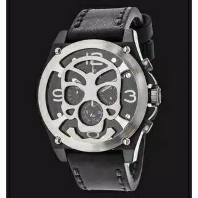 JAM TANGAN PRIA EXPEDITION E 6699 BODY HITAM RING SILVER TENGKORAK ORIGINAL