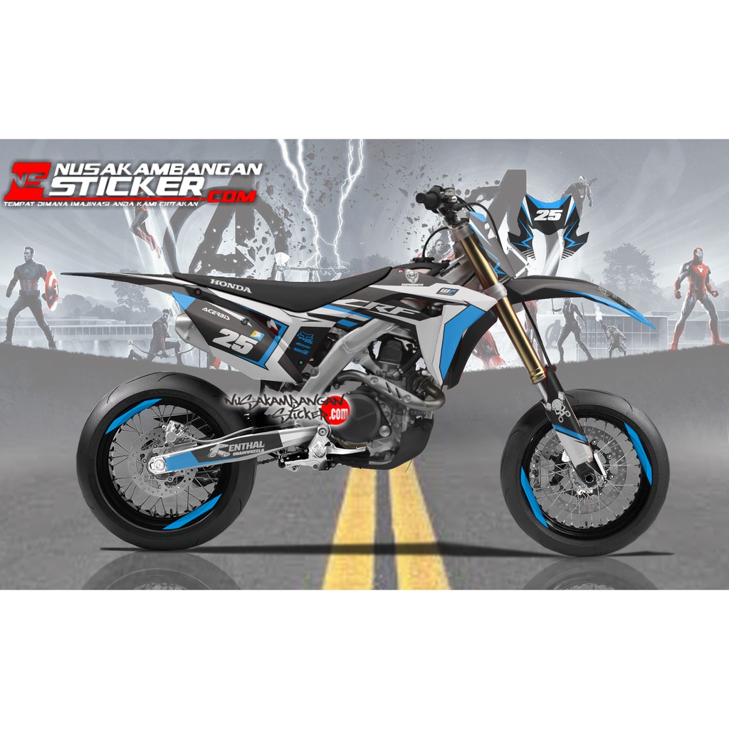Decal sticker CRF 150 L Hitam Biru Supermoto 06 Stiker Full Body