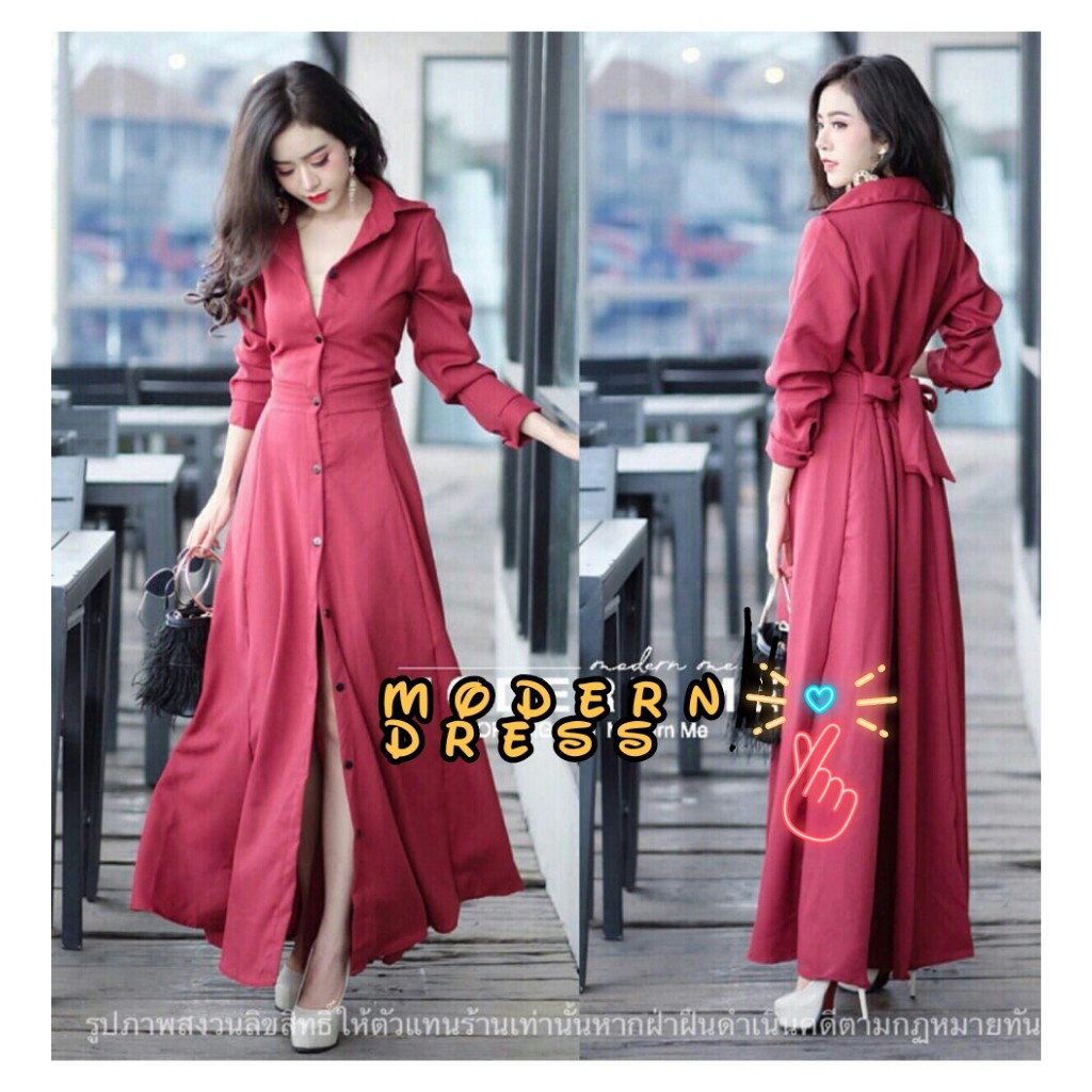 QFS - MODERN DRESS / DRESS WANITA MODERN / MERAH / ELEGANT / GOOD QUALITY