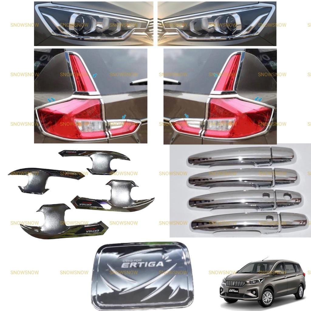 Paket Garnish Depan Belakang Outer Handle Tank Cover All New Ertiga 2018 2021 2022 UP Hitam Chrome