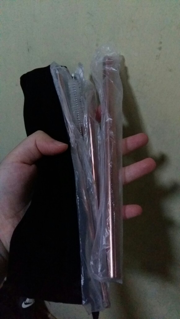 5 In 1 Stainless Straw 304 Sedotan Stainless Bengkok Lurus Bubble Sikat Pouch