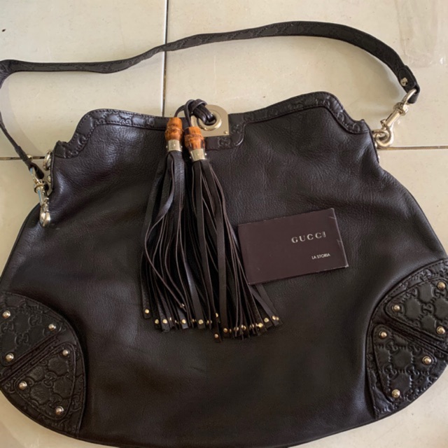 Preloved second Gucci indy bamboo hobo vintage bs nego