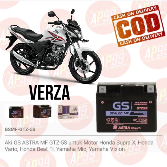 AKI MOTOR HONDA VERZA 150 ACCU KERING GTZ5S MF GS ASTRA ASLI GTZ-5S