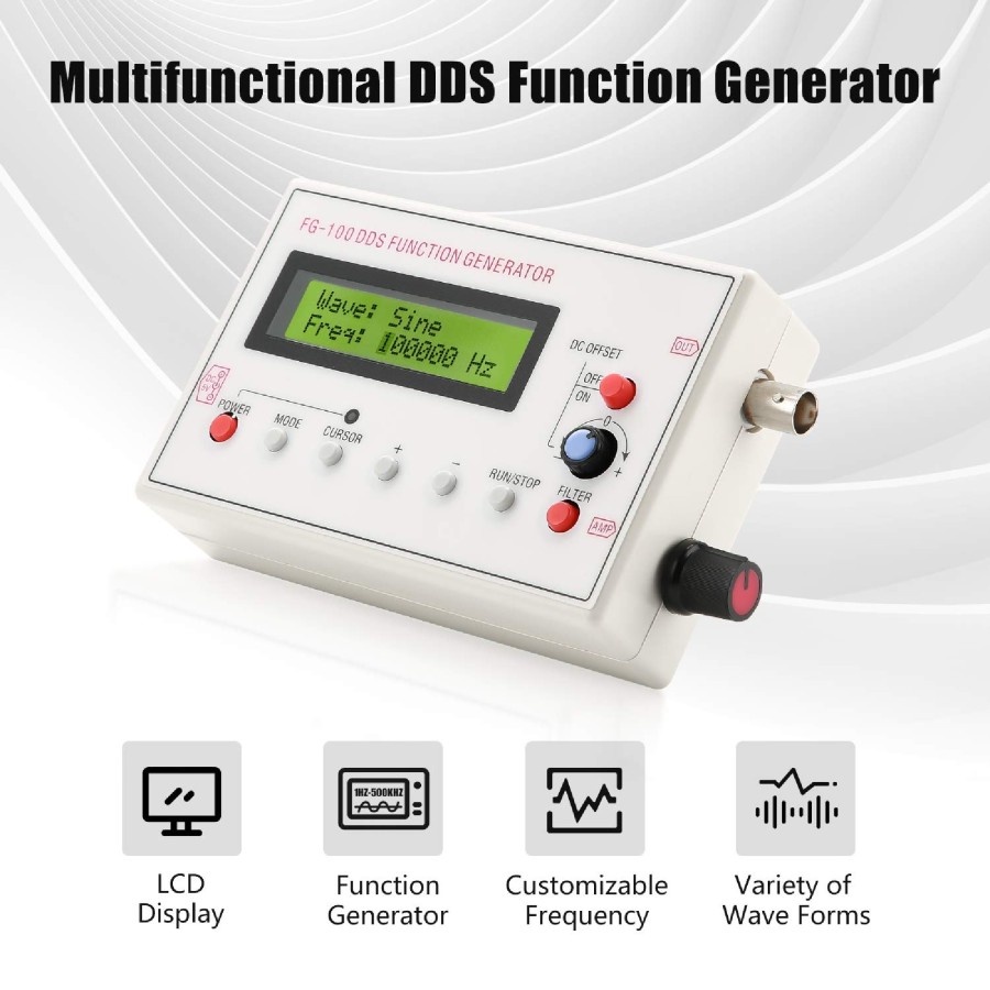 FG-100 DDS 1Hz-500kHz Function Generator Sinyal Frekuensi Generator