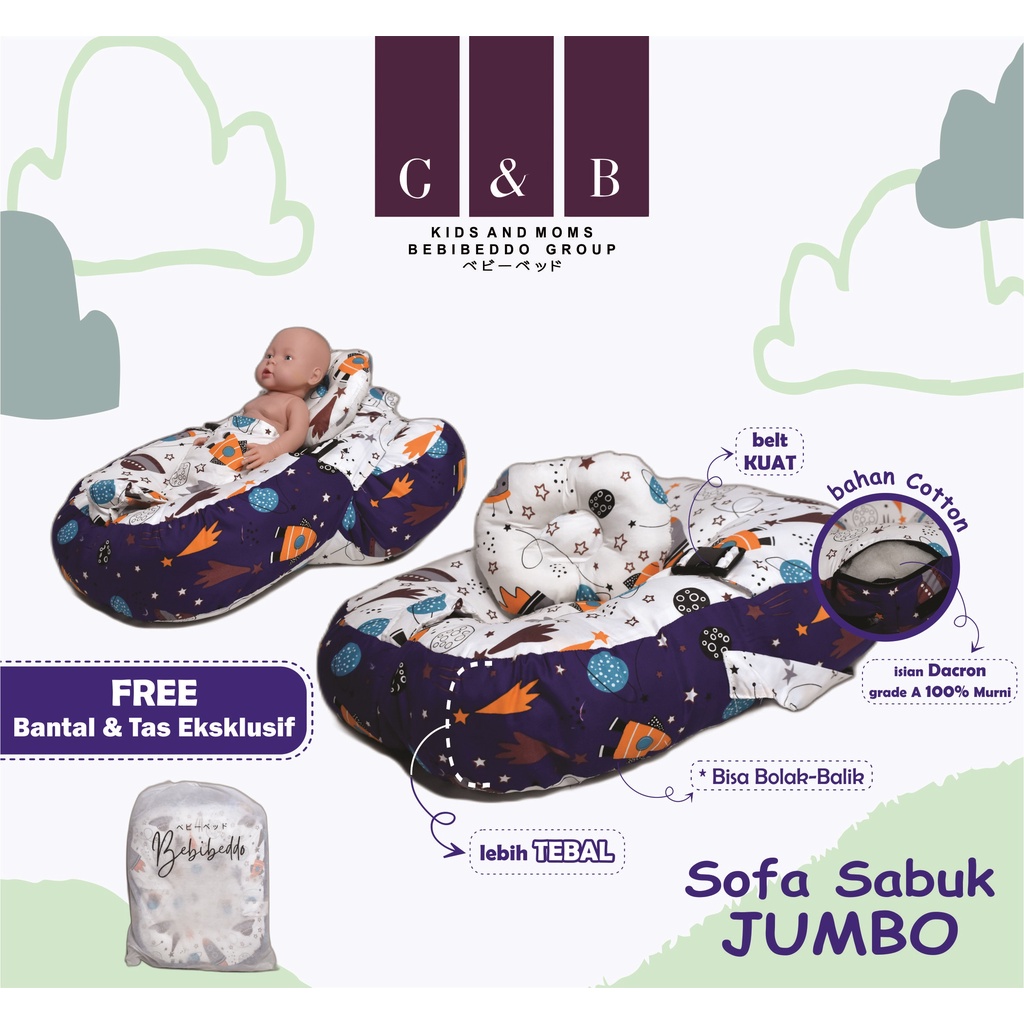 PREMIUM KASUR BAYI MULTIFUNGSI SOFA BAYI DENGAN GESPER SAFETY BELT PREMIUM TEBAL FREE BANTAL PEYANG CROWN