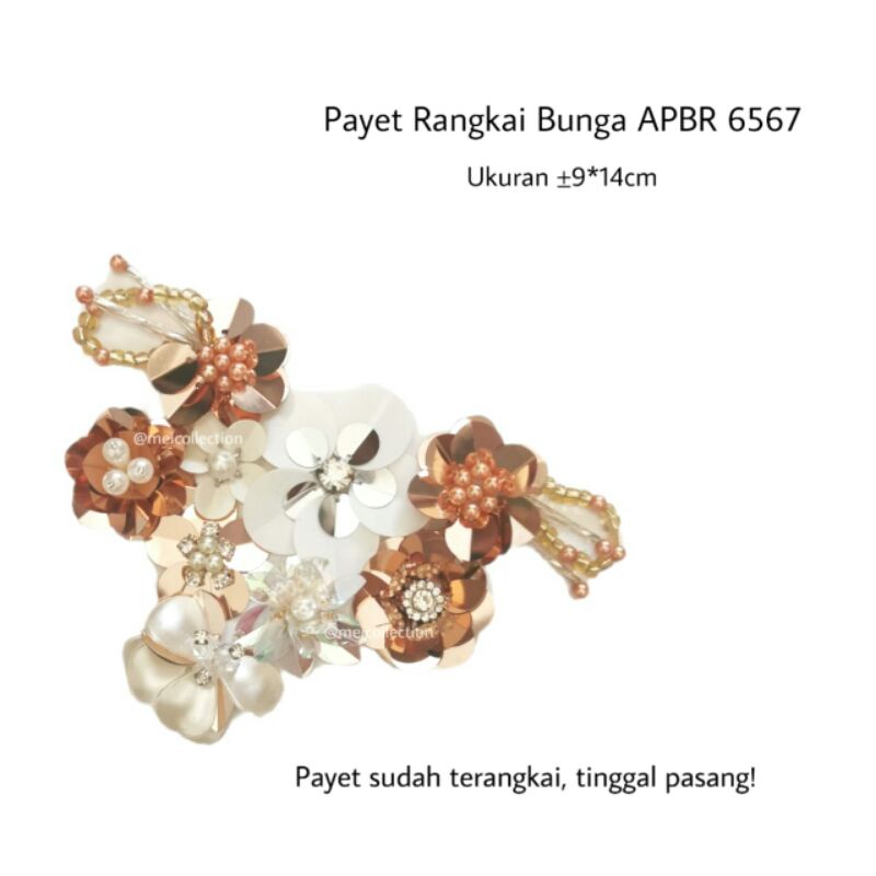 payet rangkai bunga 3d APBR 6567 rose gold off white