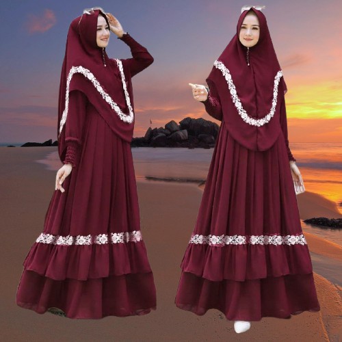 Baju gamis wanita remaja modern kekinian terbaru 2021 bahan moscrepe LD 108 Fit L cock untuk lebaran