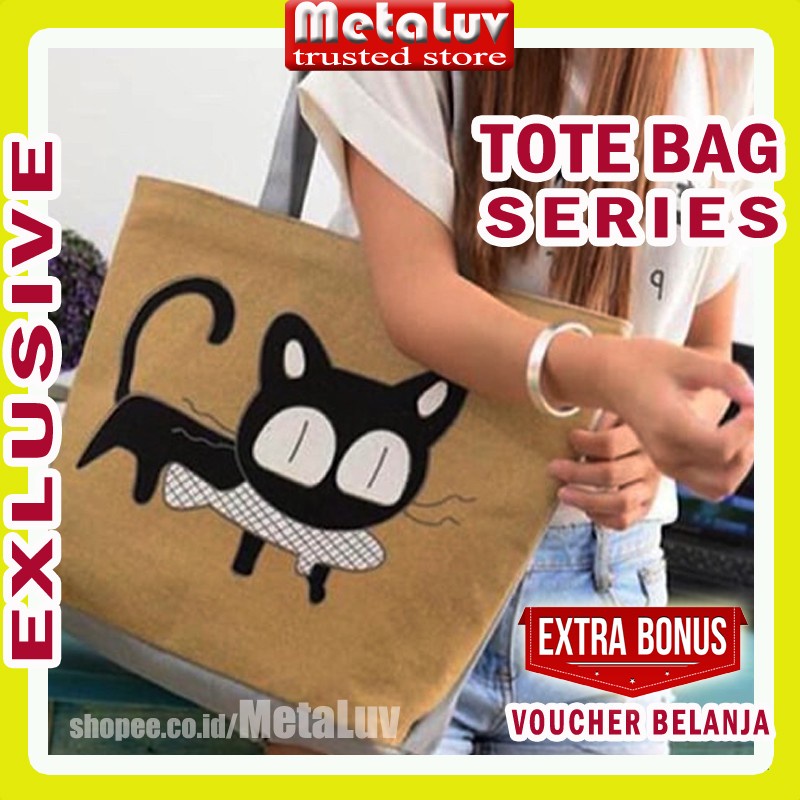 Tas Tote Bag Wanita Toote Bag Tootbag Kain Toth Bag Totebag Totebage Tebal Resleting Kanvas Totabag 