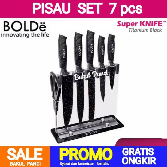 BOLDe PISAU DAPUR - SUPER KNIVES GRANITO BLACK + GUNTING - PISAU ROTI - PISAU BUAH