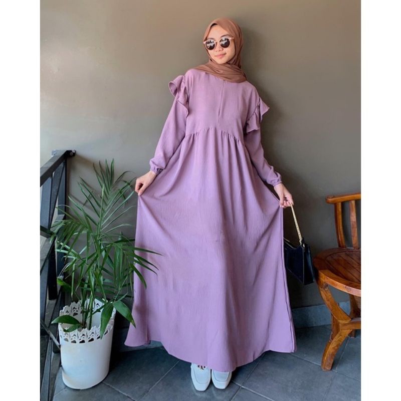 GAMIS LIDYA / GIGI / RISWANA / GENGGANA DRESS CRINCKLE POLOS BUSUI FRIENDLY GAMIS MURAH CEWEK WANITA
