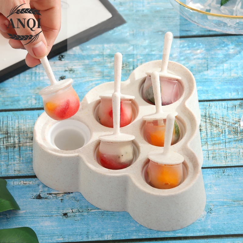 Cetakan Eskrim 6 Slot Es Loli DIY Beserta Lucu Es Batu Bulat Bola Ice Ball Maker Silicone