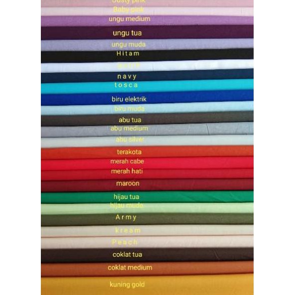 

ZLL Katun jepang polos (SOGO) lebar 150cm PILIHAN WARNA TULIS DI NOTE SAJA ID7 Terlaris