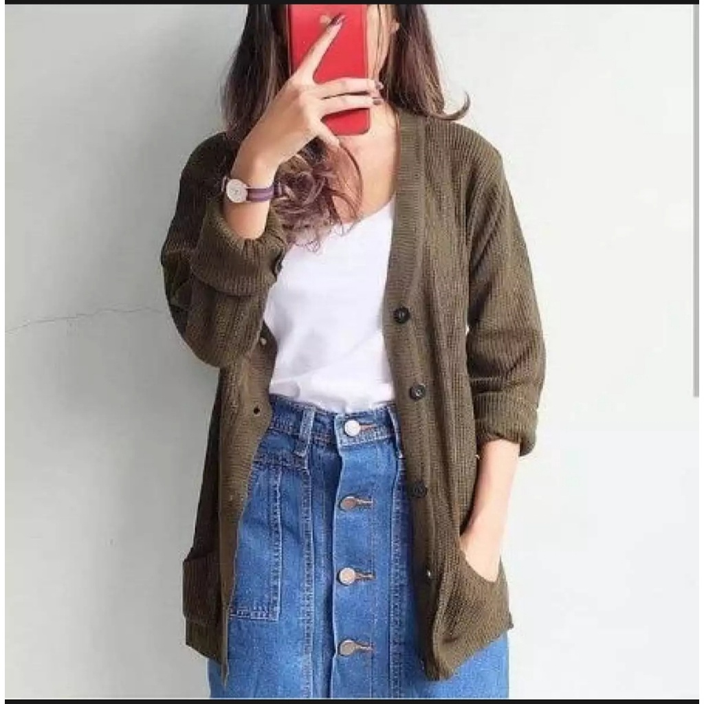 Cardigan Rajut Marissa XXL / Kardigan Marissa Salur Outer Crop Wanita / Cardigan