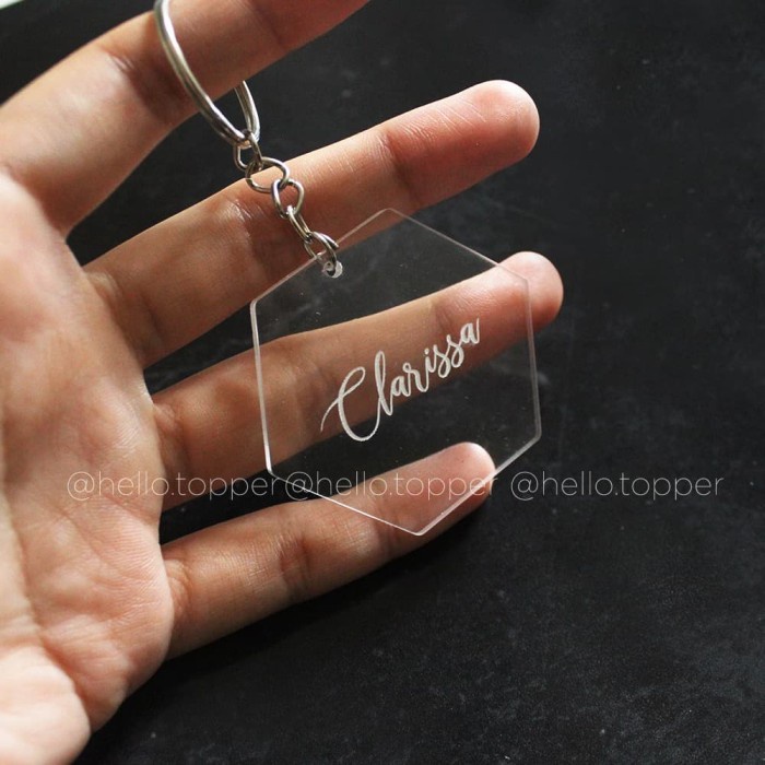 

MURAH Gantungan Kunci Acrylic Custom 5cm Hexagon / Label Acrylic Custom