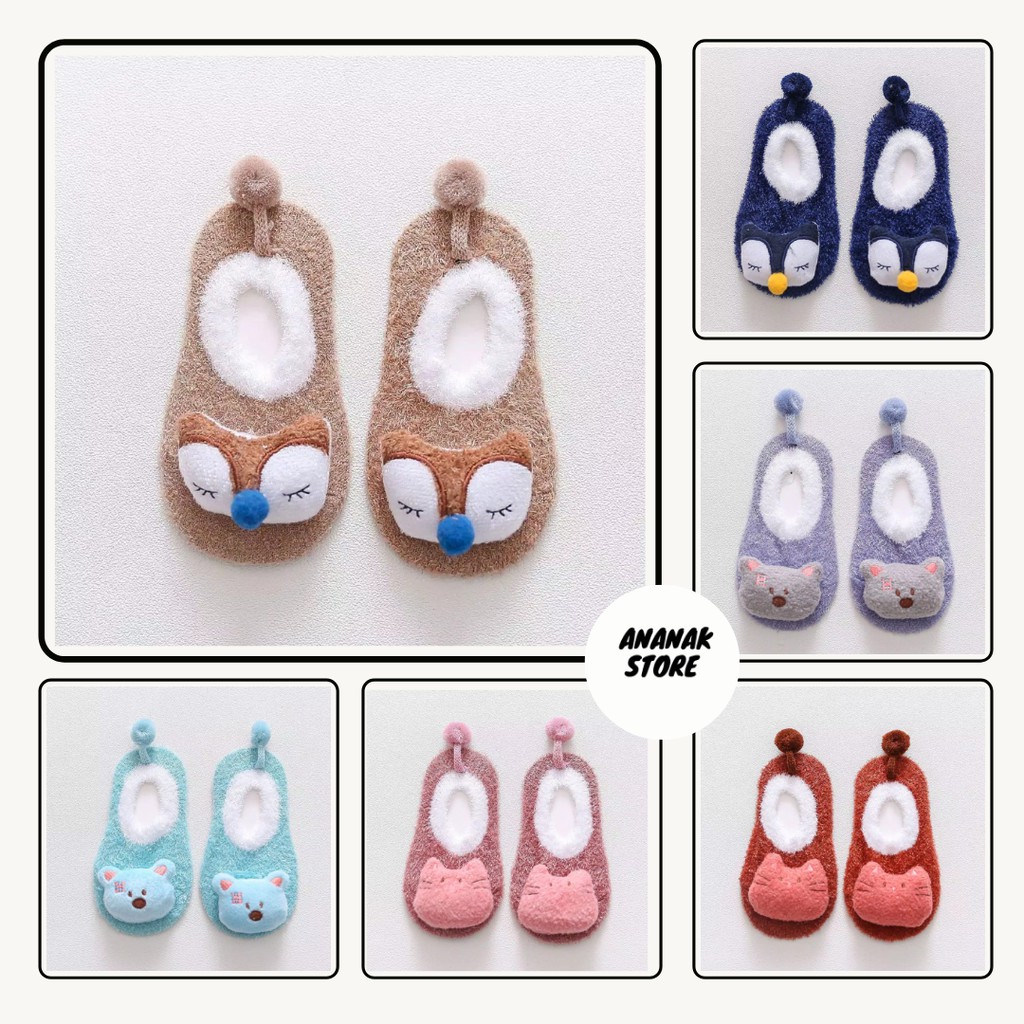 Sepatu bayi prewalker 0-1tahun / kaos kaki bayi / Sepatu bayi bulu lembut karakter lucu