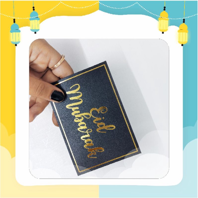 (1 pak = 20 pcs) Kartu Exclusive Lebaran, Kartu Hampers Lebaran Eid Mubarak Card Special / Kartu Ucapan Lebaran eid al fitr embos gold