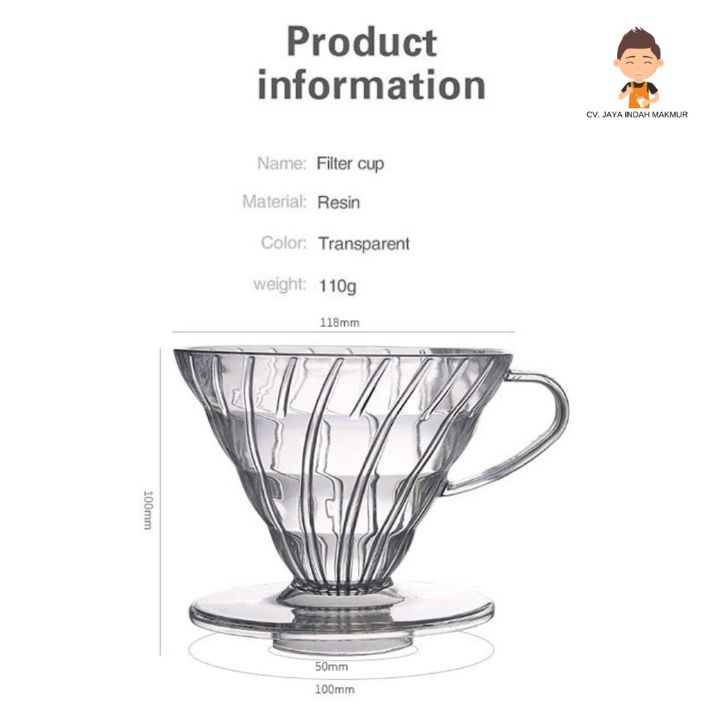 V60 Dripper Ceramic Coffee Filter Glass Gelas Penyaring Kopi 1-2 cups - Ceramic PUTIH