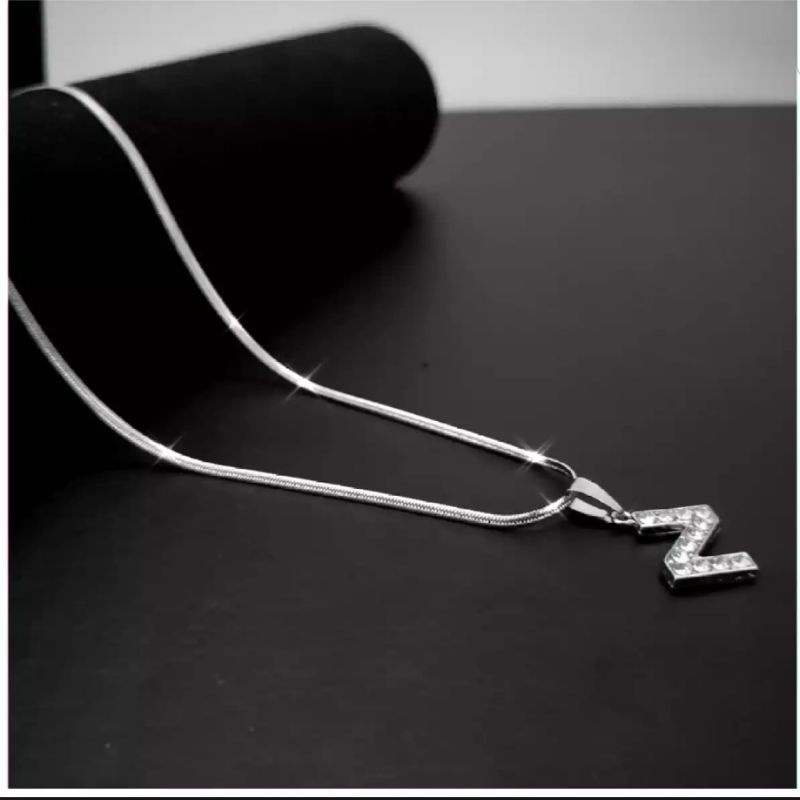 Kalung Titanium Huruf Anti Karat//Kalung Titanium Huruf A sampai Z Anti Karat 45cm dan 60cm acc01