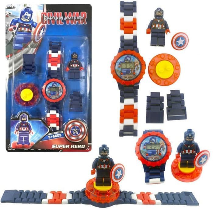 Hot Promo! JAM TANGAN ANAK LEGO CAPTAIN AMERICA CIVIL WAR AVENGERS LEGO WATCH Baru!