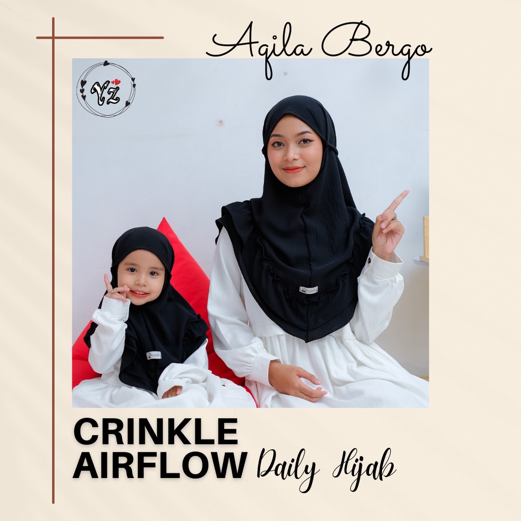 aqila bergo crinkle airflow daily hijab couple ibu dan anak