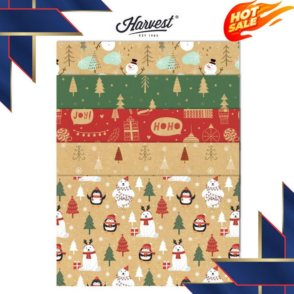 

BARU RESTOK Kertas Kado Natal Harvest Wrapping Paper Xmas Shining Paket isi 5