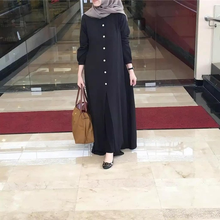 Dijual Adinda Dress Gamis Wanita Dress Muslim Fashion Wanita Warna BLACK Terlaris