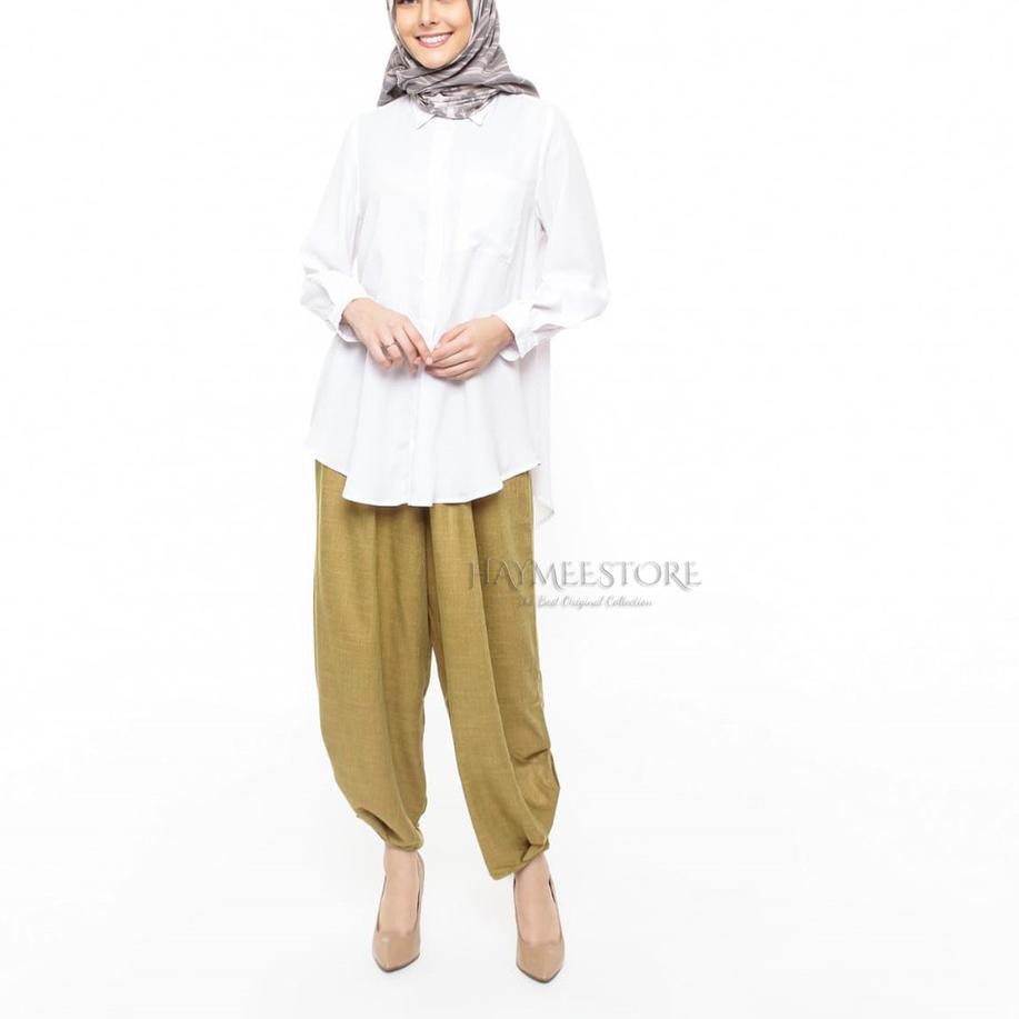 Ready  9FC HaymeeStore Celana Aladin Alibaba Wanita Bawahan Harem Aladin Cewek Bahan Linen Burberry
