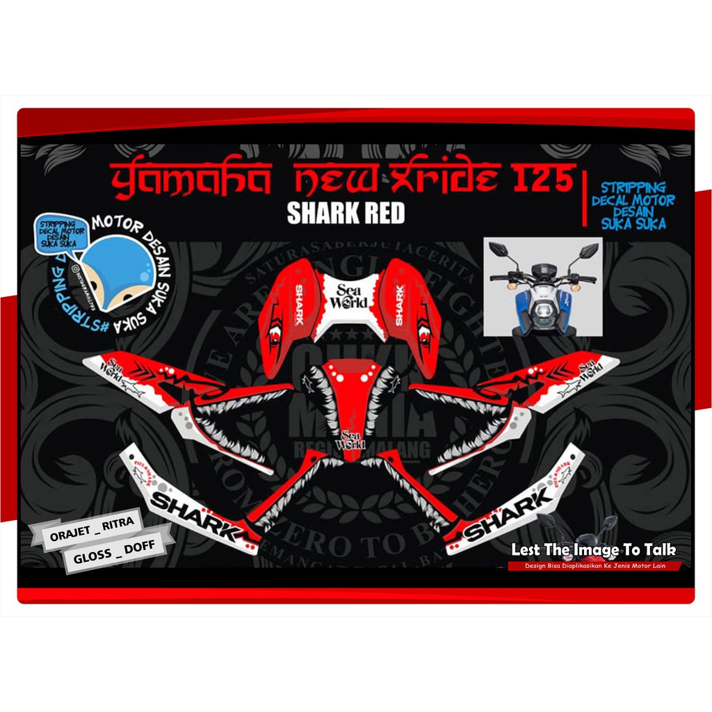 Decal stiker motor x ride stiker motor Yamaha x ride 125 stiker decal x ride 125 Design hiu