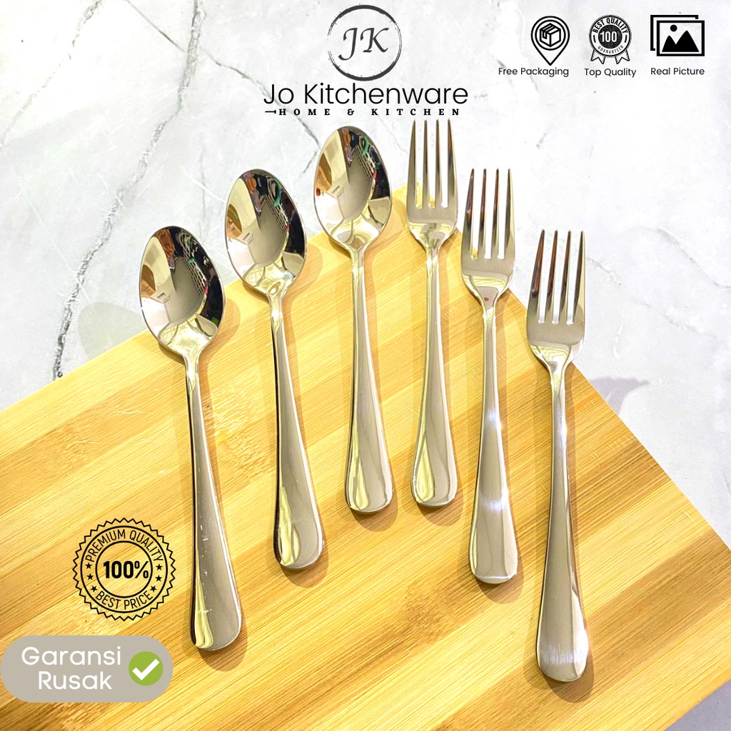 Sendok Garpu Kecil Set Stainless Steel Tebal 6 pcs Premium