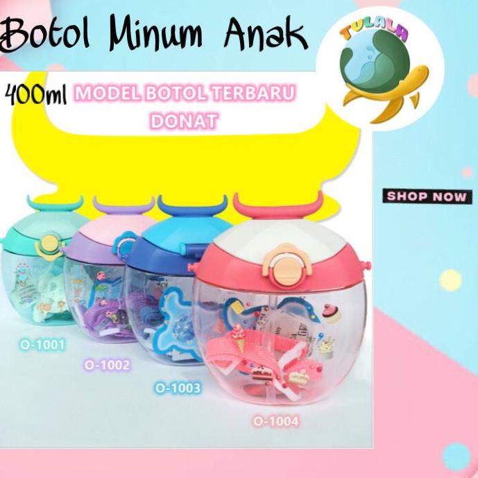 Pusat Terbaru [TULALA SHOP]Botol Minum Anak/Karakter rabbit Bear Tutup Clip/import/botol Kartun 280-450ML/Botol Jerami Anak/