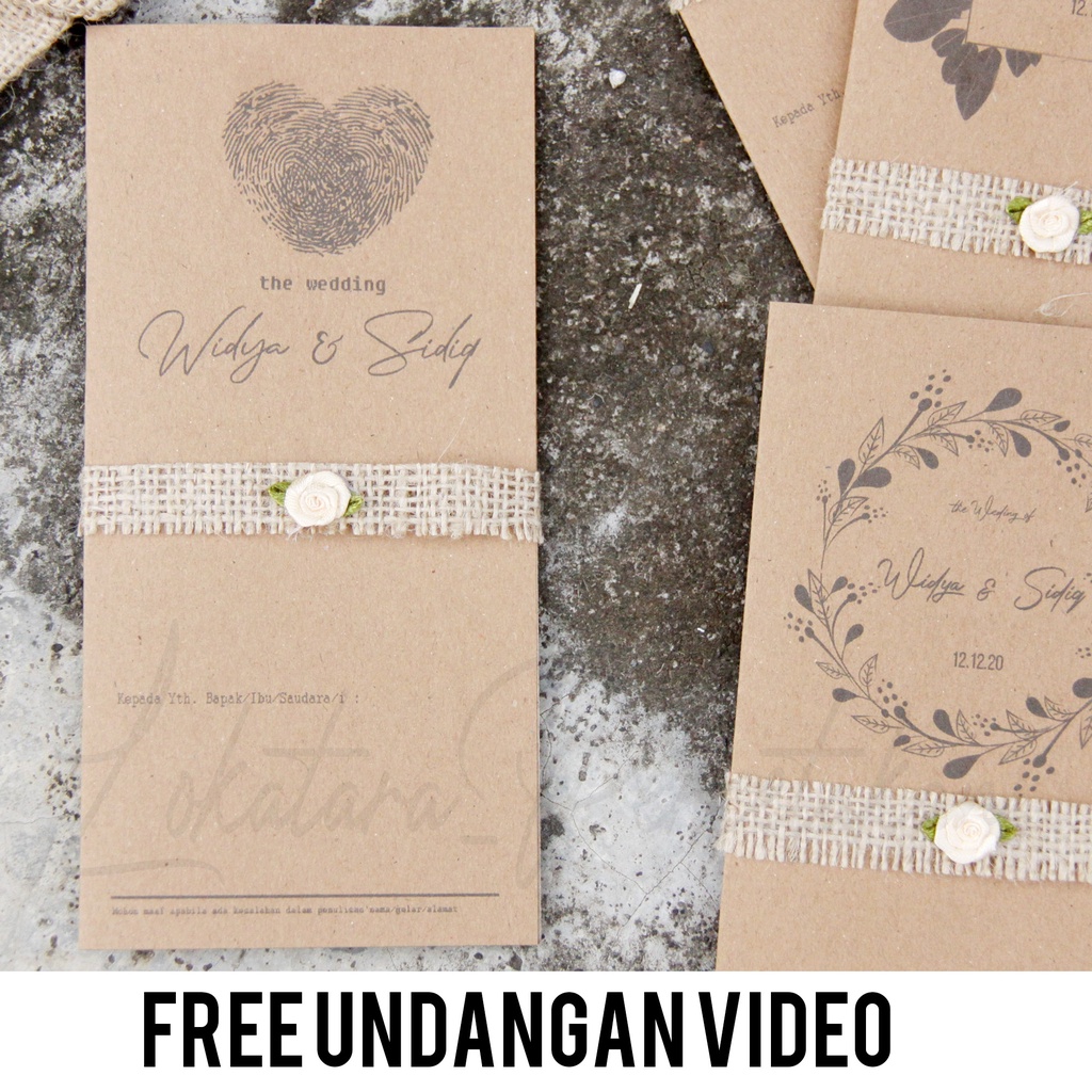 Undangan Pernikahan Unik mini Rustic Vintage terlaris 001