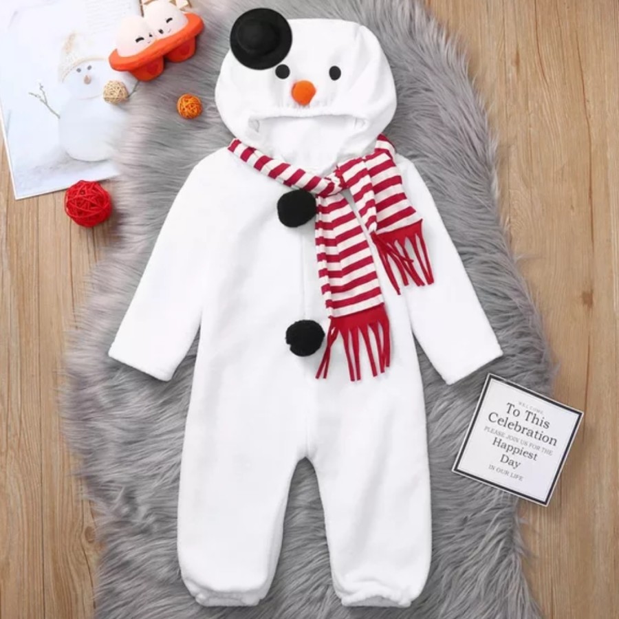 Snowman baby romper christmas costume manusia salju kostum natal bayi