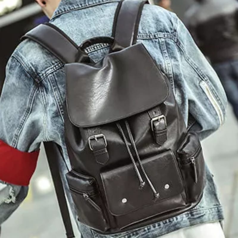 Tas Sekolah Kulit IAC Absolute Backpack Up to 14 inch - Tas Pria Tas Wanita Daypack - Ransel Kulit Laptop