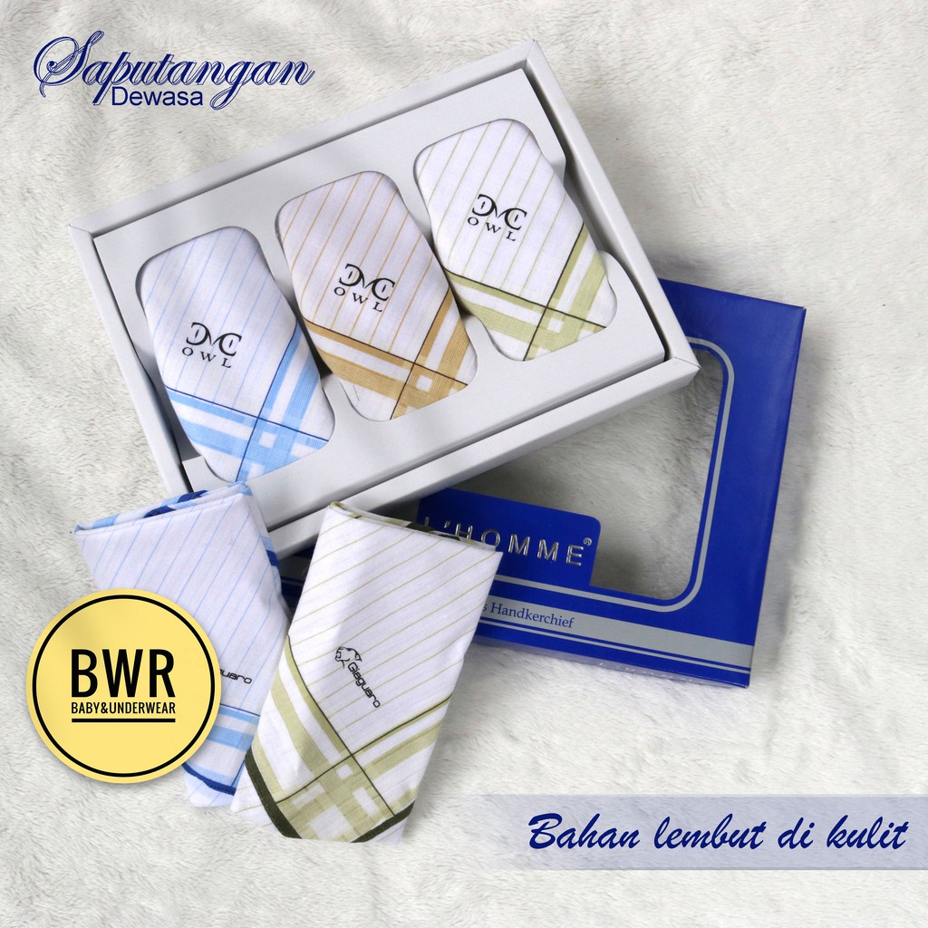 [ 6pc ] Sapu Tangan DEWASA Pria | Saputangan Warna MUDA Berkualitas - Bwr